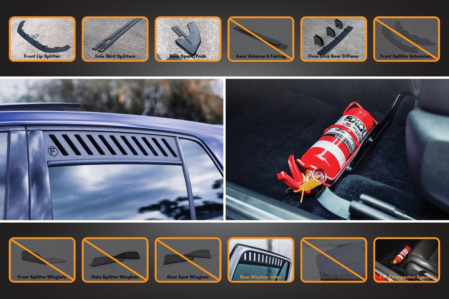 Flow Designs MK7.5 Golf GTI Full Lip Splitter Set with Flow-Lock Rear Diffuser