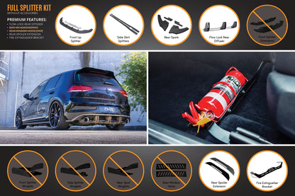 Flow Designs MK7 Golf GTI Full Lip Splitter Set with Flow-Lock Rear Diffuser