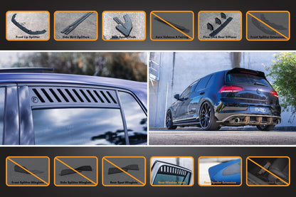 Flow Designs MK7.5 Golf GTI Full Lip Splitter Set with Flow-Lock Rear Diffuser
