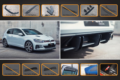 Flow Designs MK7.5 Golf GTI Full Lip Splitter Set with Flow-Lock Rear Diffuser