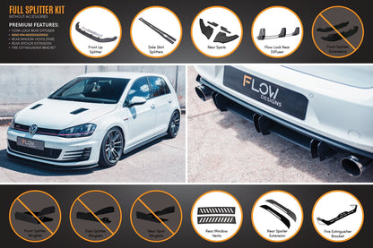 Flow Designs MK7 Golf GTI Full Lip Splitter Set with Flow-Lock Rear Diffuser