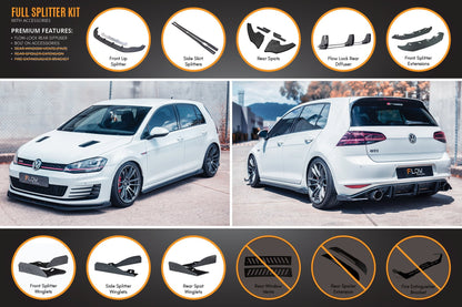 Flow Designs MK7 Golf GTI Full Lip Splitter Set with Flow-Lock Rear Diffuser