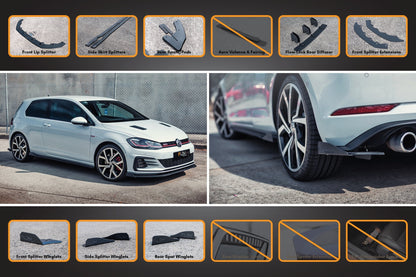 Flow Designs MK7.5 Golf GTI Full Lip Splitter Set with Flow-Lock Rear Diffuser