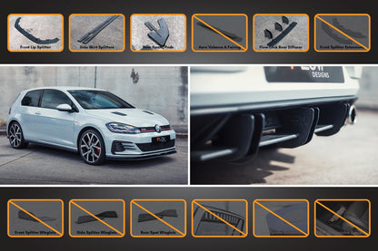 Flow Designs MK7.5 Golf GTI Full Lip Splitter Set with Flow-Lock Rear Diffuser