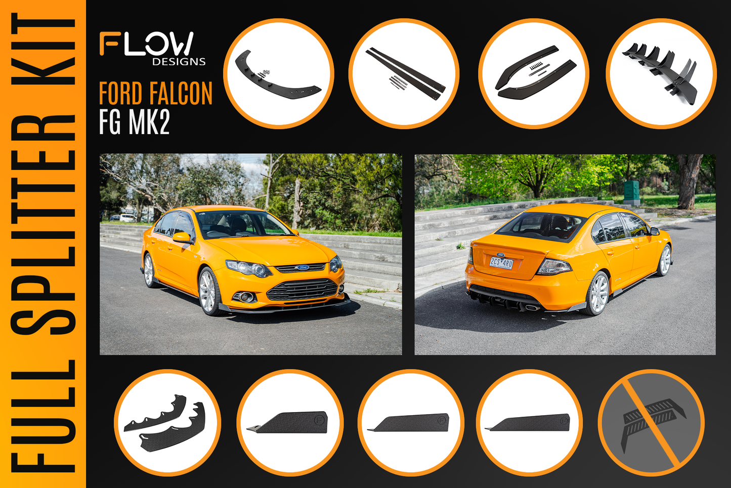 Flow Designs Ford Falcon FG MK2 Full Lip Splitter Set