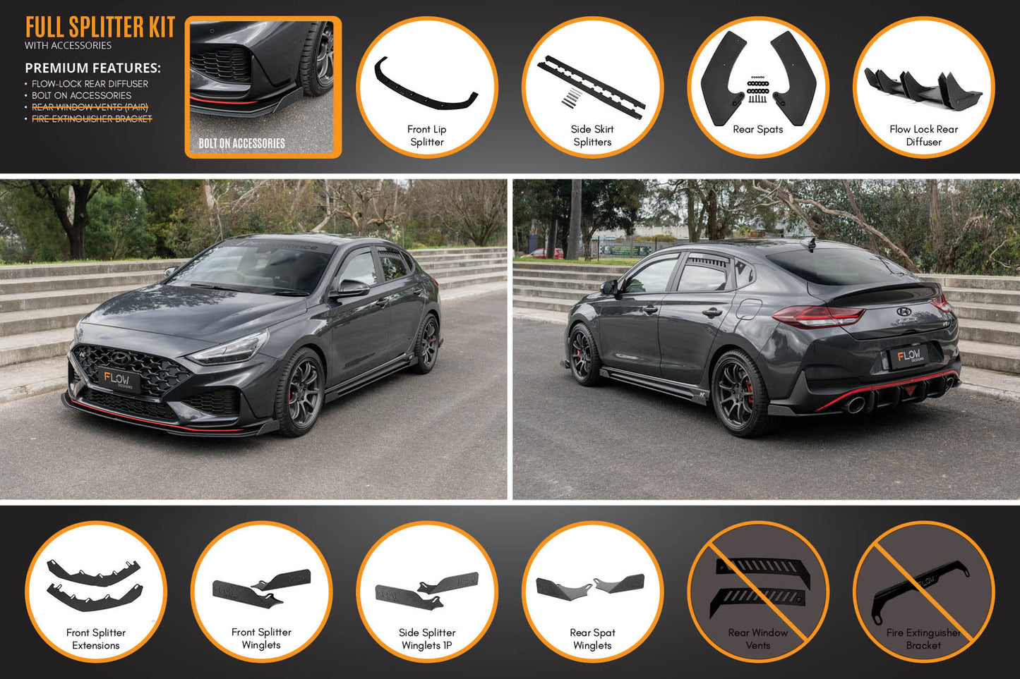 Flow Designs i30N Fastback PD FL 2022+ Full Lip Splitter Set