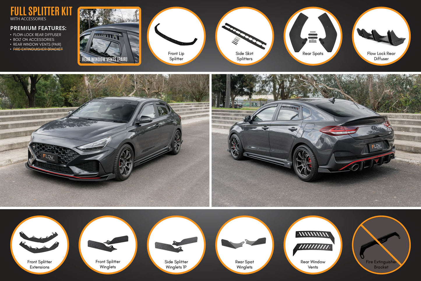 Flow Designs i30N Fastback PD FL 2022+ Full Lip Splitter Set