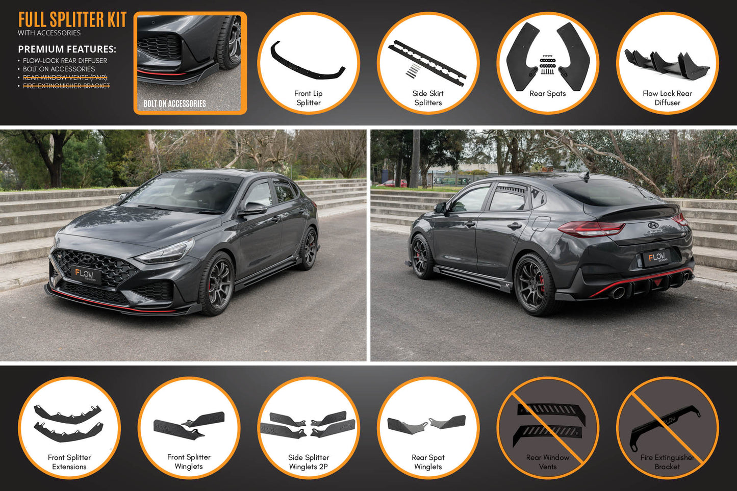 Flow Designs i30N Fastback PD FL 2022+ Full Lip Splitter Set