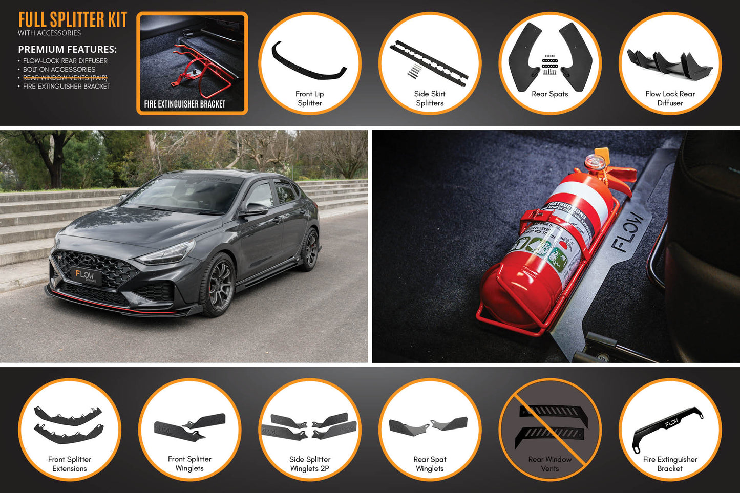 Flow Designs i30N Fastback PD FL 2022+ Full Lip Splitter Set