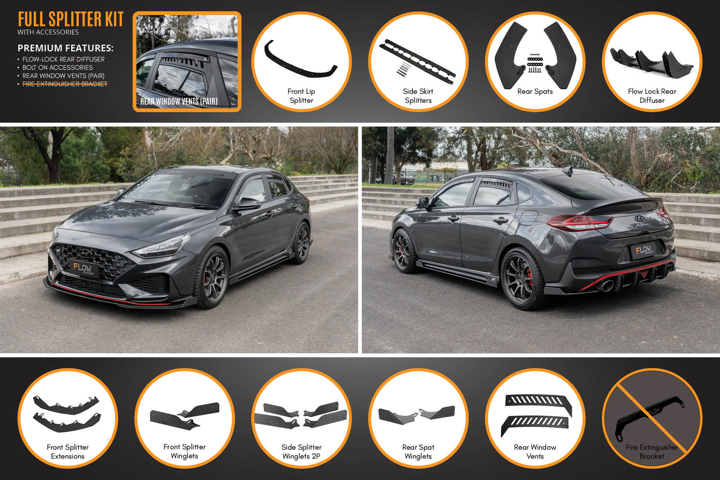 Flow Designs i30N Fastback PD FL 2022+ Full Lip Splitter Set