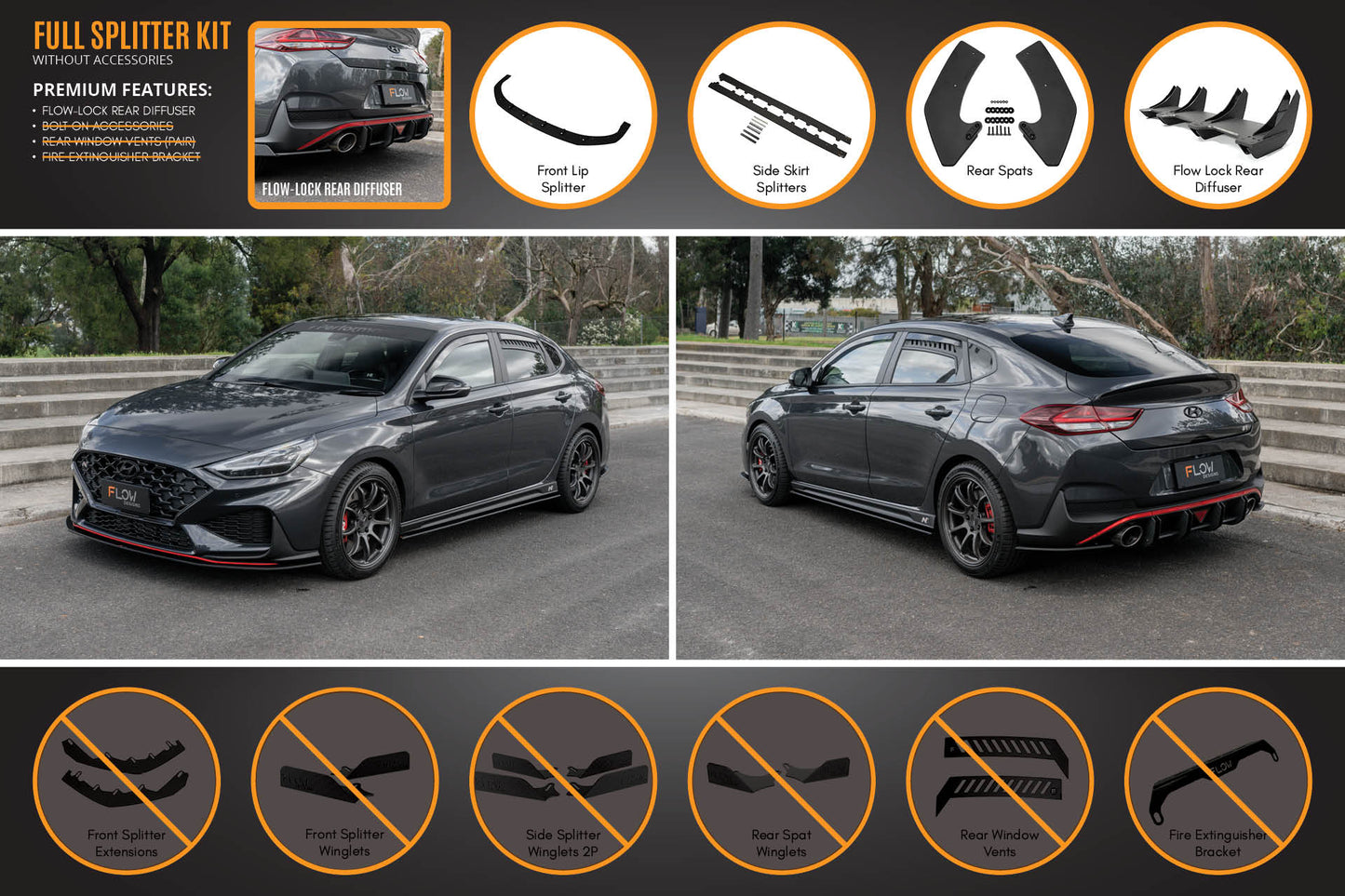 Flow Designs i30N Fastback PD FL 2022+ Full Lip Splitter Set