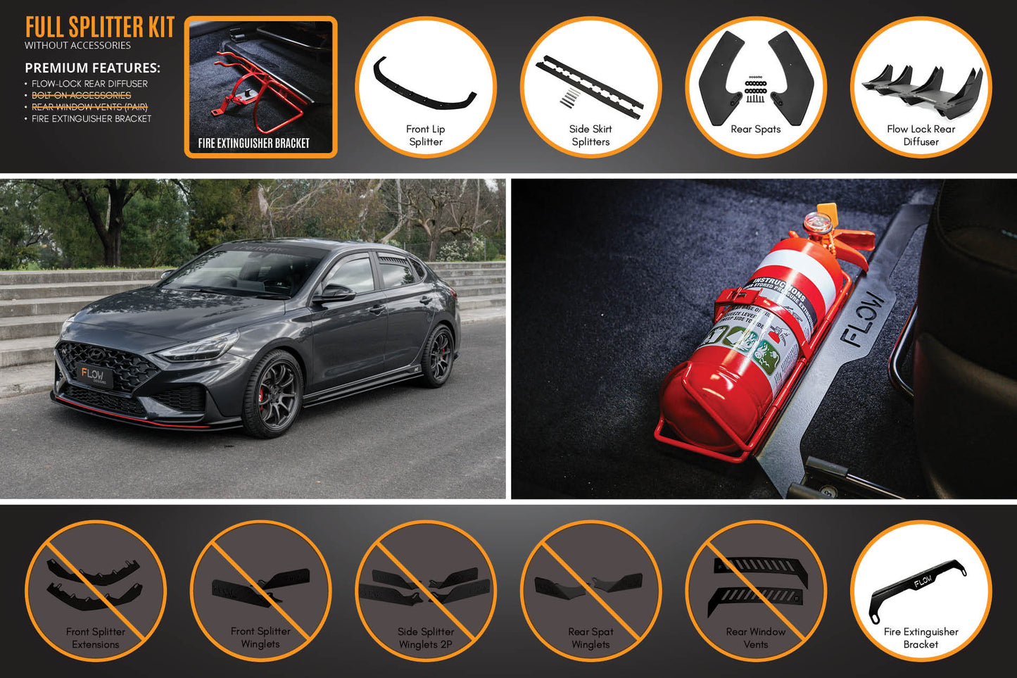 Flow Designs i30N Fastback PD FL 2022+ Full Lip Splitter Set