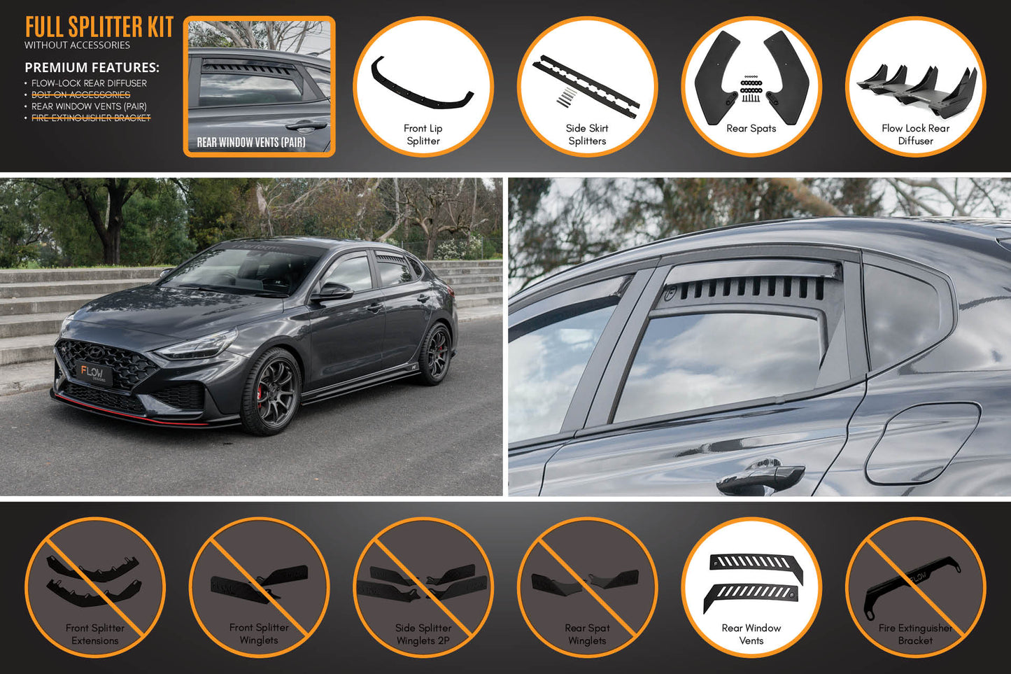 Flow Designs i30N Fastback PD FL 2022+ Full Lip Splitter Set