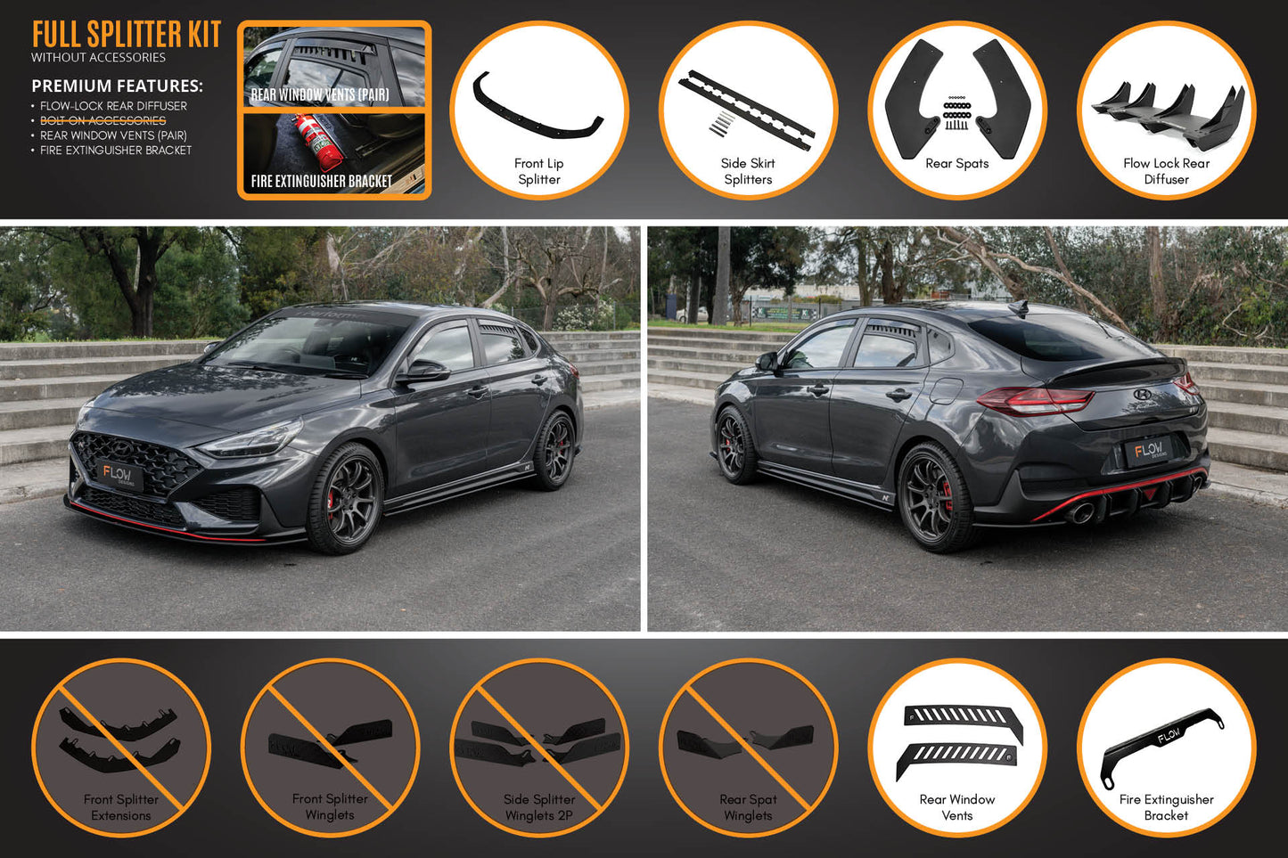 Flow Designs i30N Fastback PD FL 2022+ Full Lip Splitter Set
