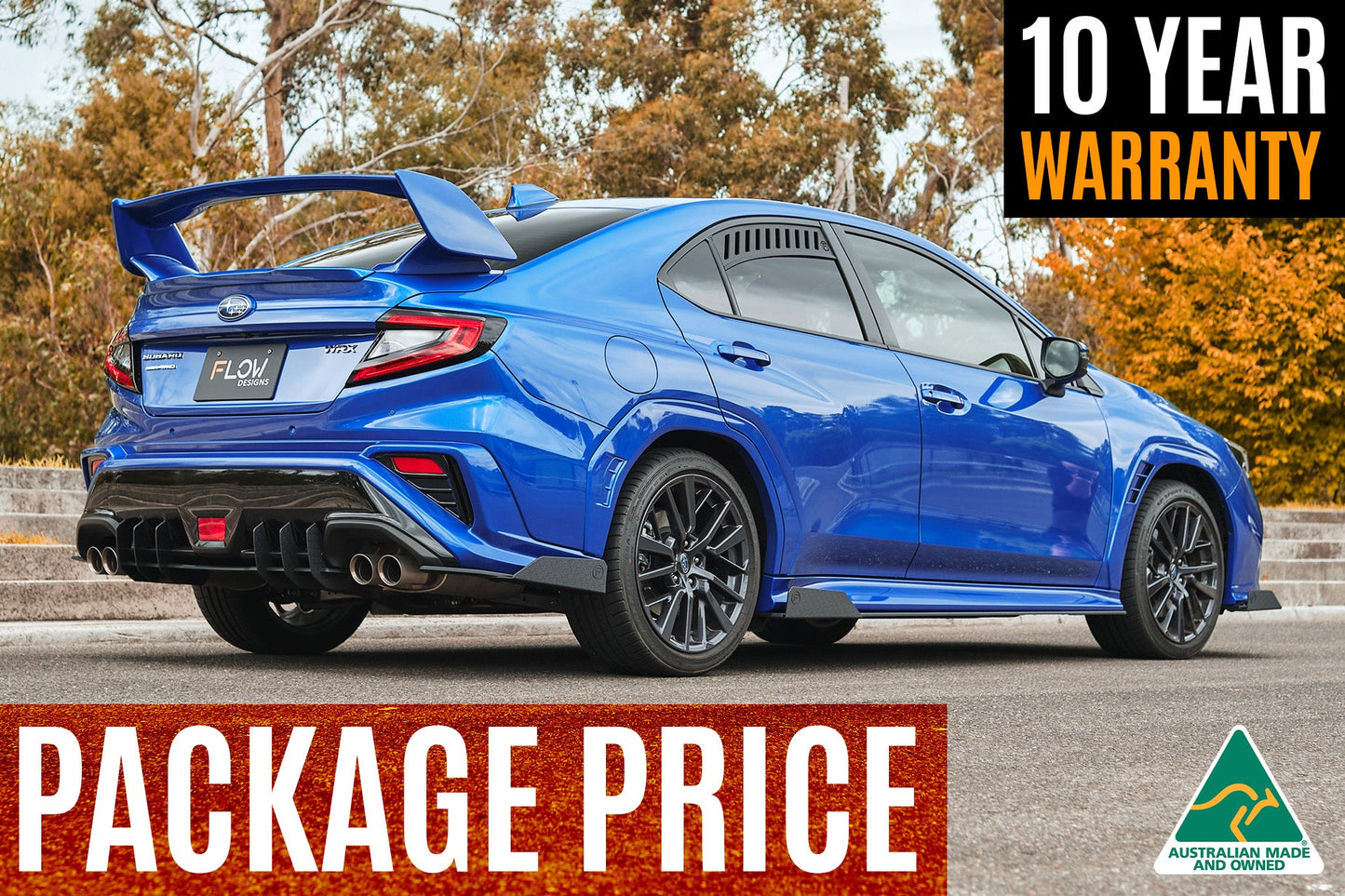 Flow Designs VB WRX Full Lip Splitter Set (GLOSS BLACK)