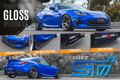 Flow Designs ZD8 BRZ STI Full Lip Splitter Set (GLOSS BLACK)