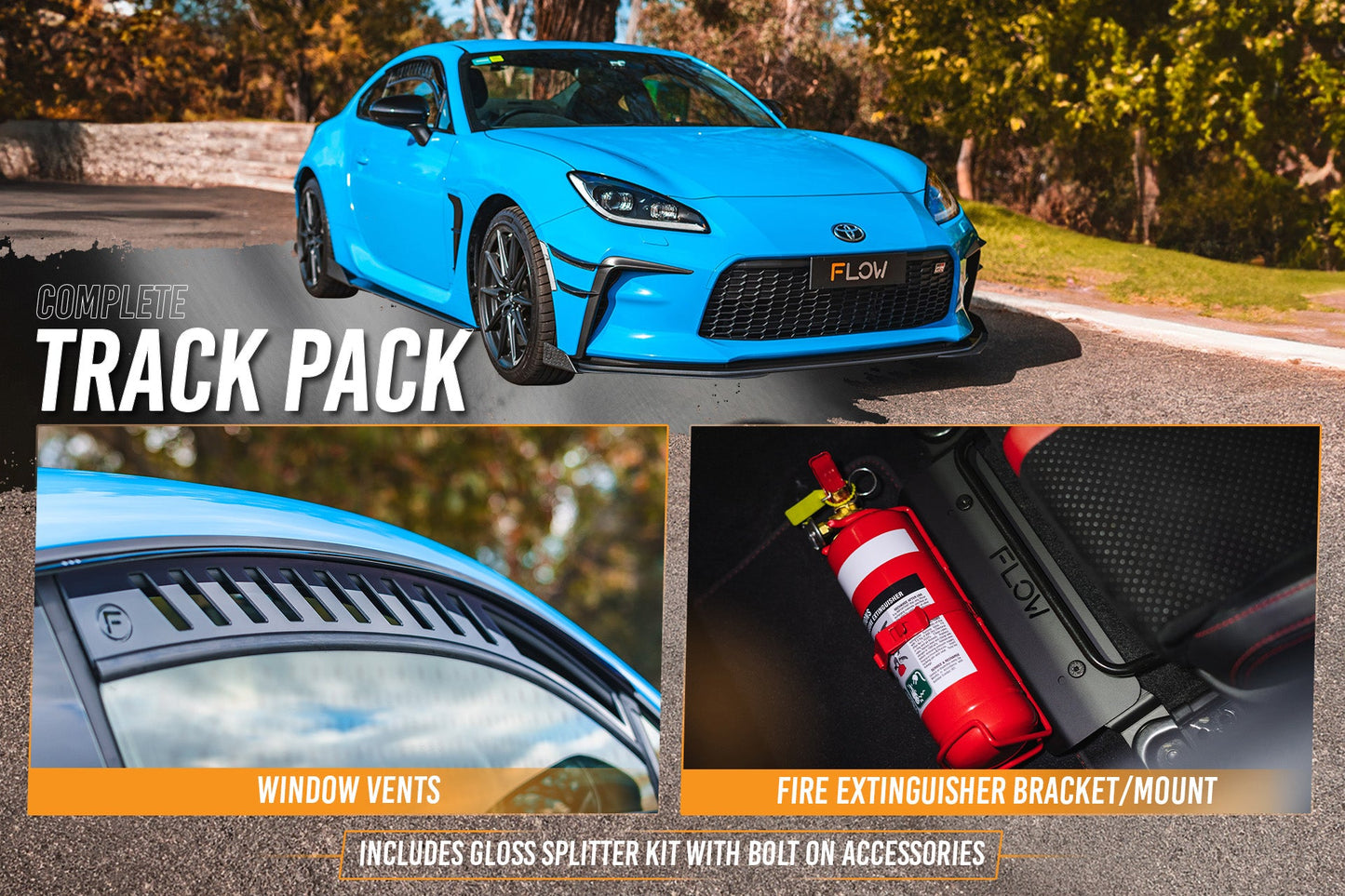 Flow Designs ZN8 GR86 Full Lip Splitter Set (GLOSS BLACK)