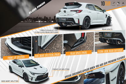 Flow Designs Corolla GR Full Lip Splitter Set (GLOSS BLACK)