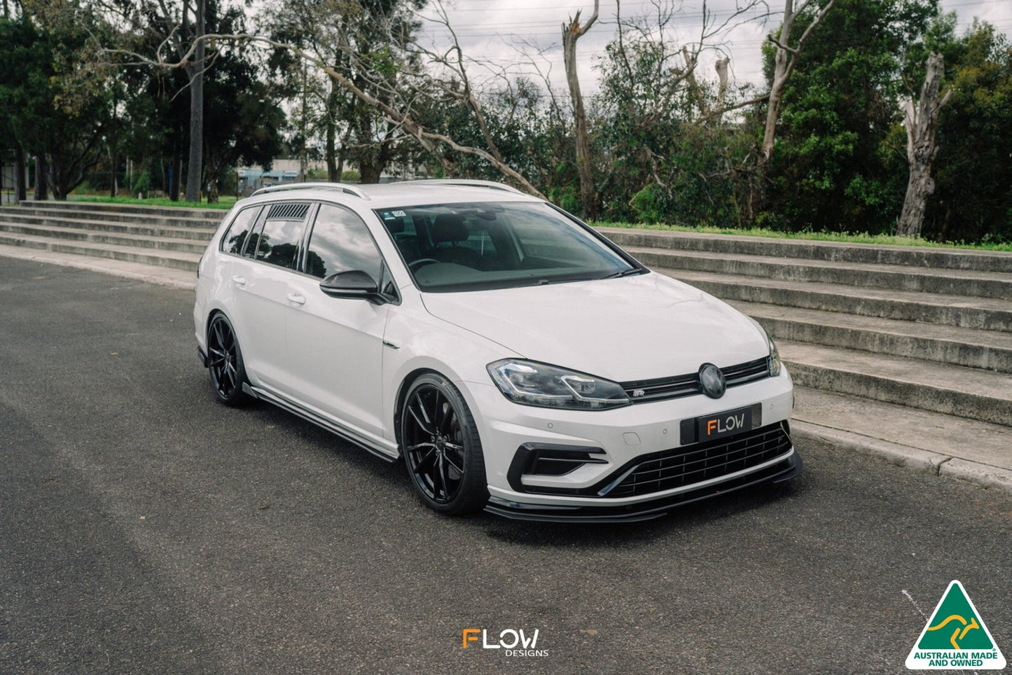 Flow Designs MK7.5 Golf R Wagon Front Lip Splitter Extensions (Pair)
