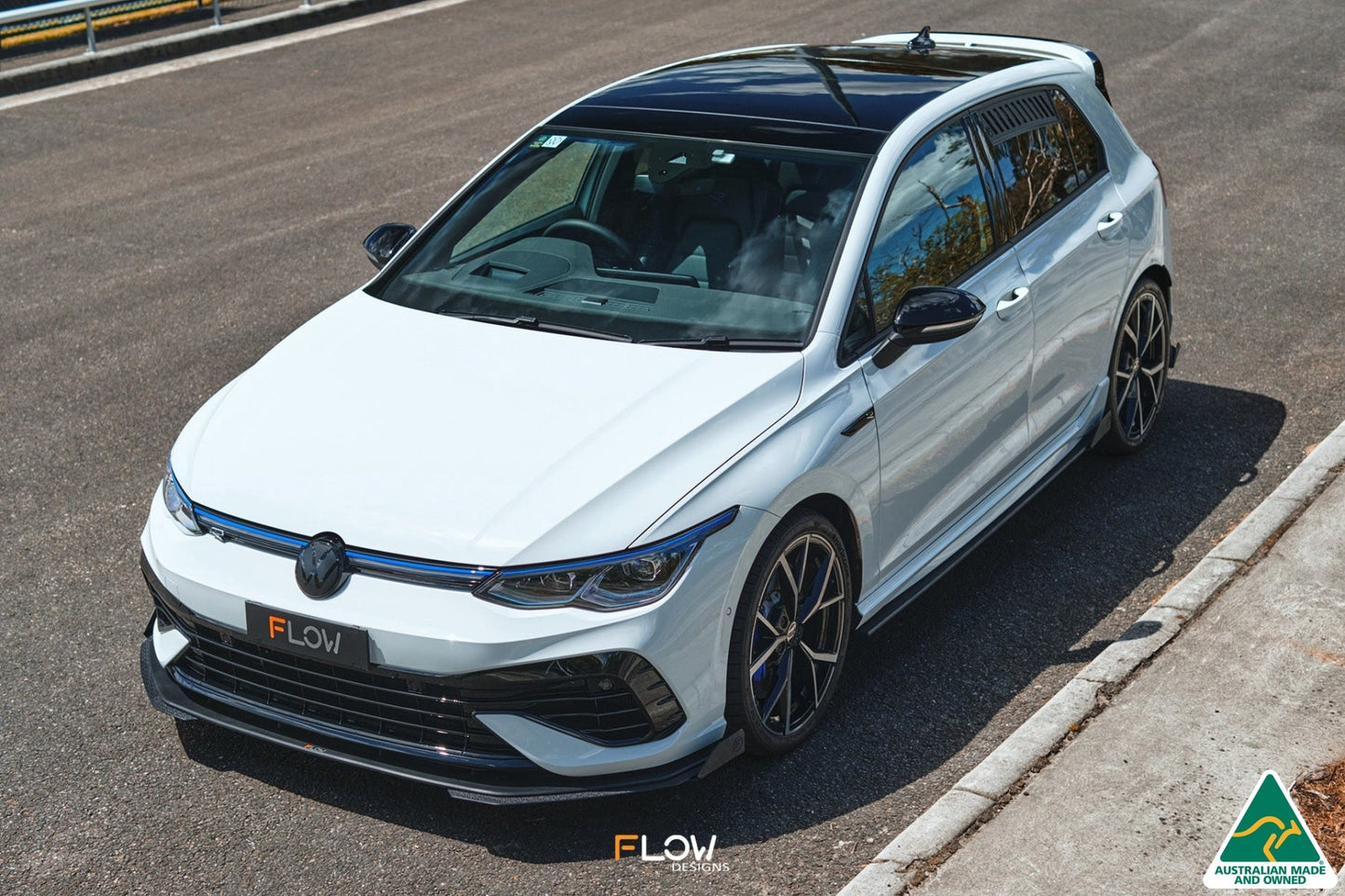 Flow Designs MK8 Golf R Front Lip Splitter Extensions (Pair)