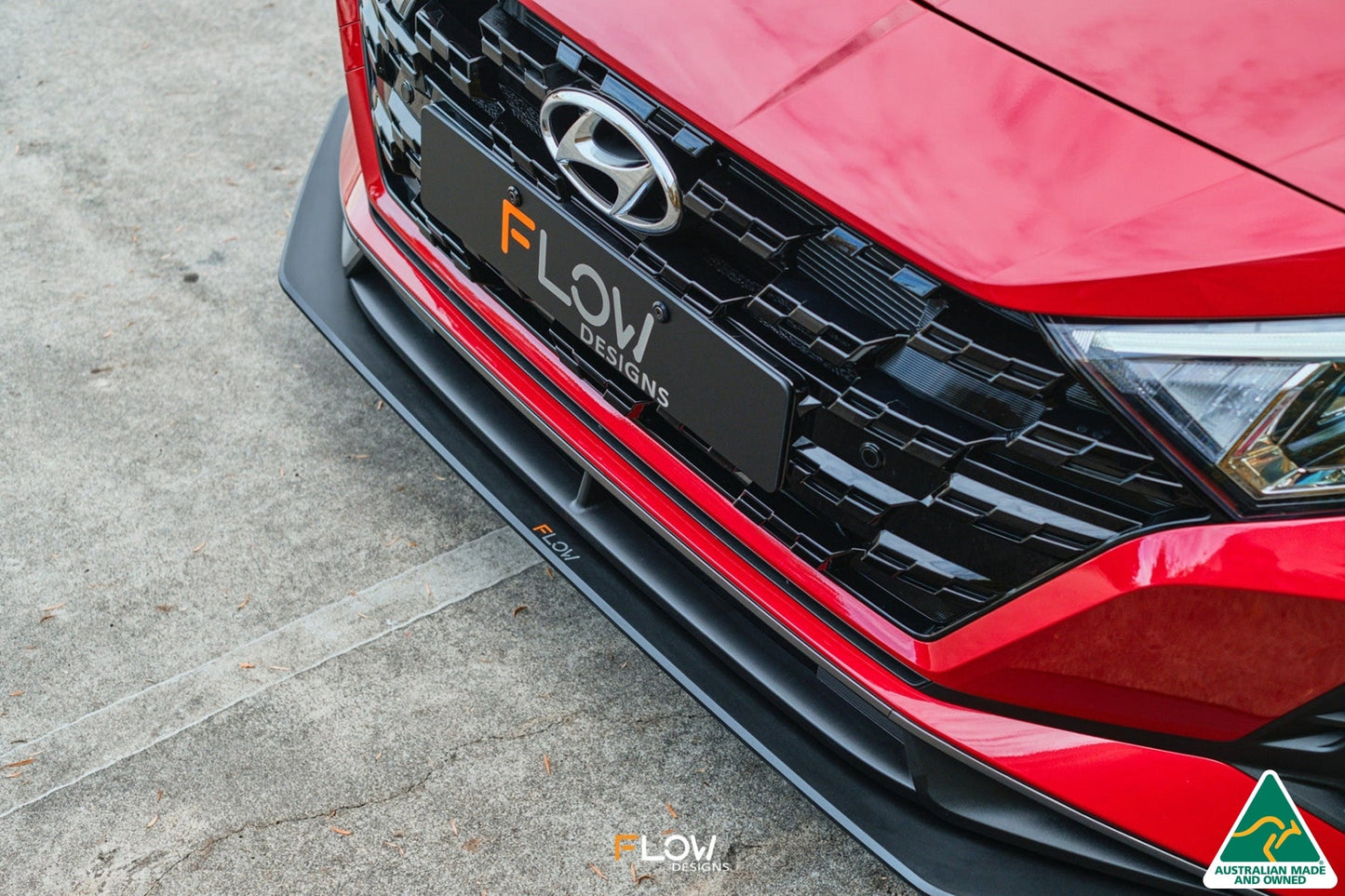 Flow Designs EX-DISPLAY - i20 N BC3 Front Lip Splitter & Mounting Brackets - GLOSS BLACK