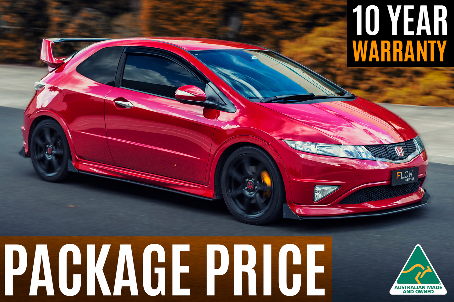 Flow Designs FN2 Civic Type R Full Lip Splitter Set