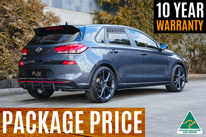 Flow Designs i30 Hatch PD1, PD2 2018-2020 Full Lip Splitter Set with Flow-Lock Rear Diffuser