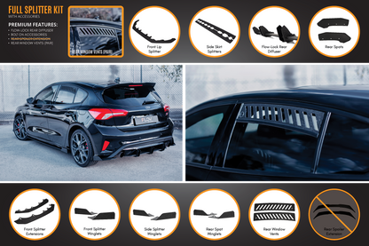 Flow Designs MK4 & MK4.5 Focus ST Full Lip Splitter Set