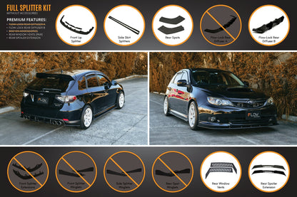 Flow Designs Impreza WRX/RS G3 Hatch PFL Full Lip Splitter Set