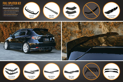 Flow Designs Impreza WRX/RS G3 Hatch PFL Full Lip Splitter Set