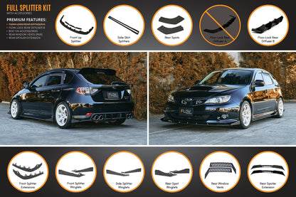 Flow Designs Impreza WRX/RS G3 Hatch PFL Full Lip Splitter Set