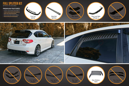 Flow Designs Impreza WRX/RS G3 Hatch PFL Full Lip Splitter Set