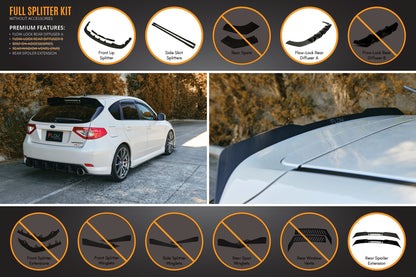 Flow Designs Impreza WRX/RS G3 Hatch PFL Full Lip Splitter Set
