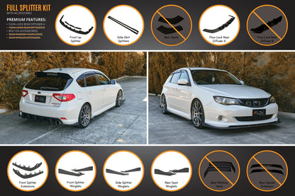 Flow Designs Impreza WRX/RS G3 Hatch PFL Full Lip Splitter Set