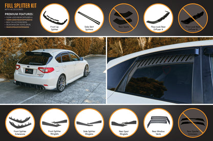 Flow Designs Impreza WRX/RS G3 Hatch PFL Full Lip Splitter Set