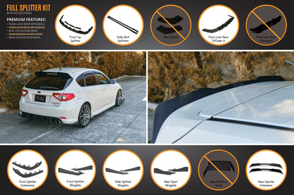 Flow Designs Impreza WRX/RS G3 Hatch PFL Full Lip Splitter Set
