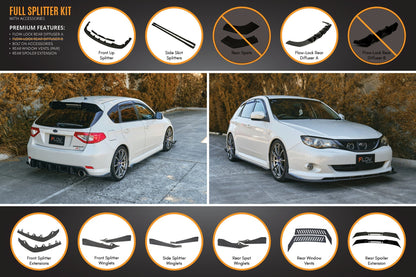 Flow Designs Impreza WRX/RS G3 Hatch PFL Full Lip Splitter Set