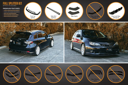 Flow Designs Impreza WRX/RS G3 Hatch PFL Full Lip Splitter Set