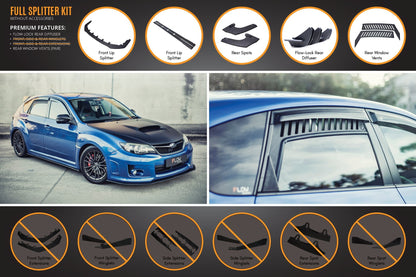 Flow Designs Impreza WRX / STI G3 Hatch (FL) Full Lip Splitter Set