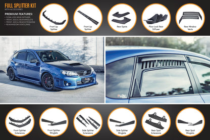 Flow Designs Impreza WRX / STI G3 Hatch (FL) Full Lip Splitter Set