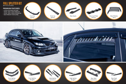Flow Designs Impreza WRX/RS G3 Sedan PFL Full Lip Splitter Set