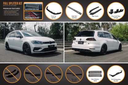 Flow Designs MK7.5 Golf R Wagon Full Lip Splitter Set