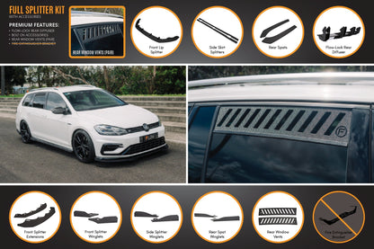 Flow Designs MK7.5 Golf R Wagon Full Lip Splitter Set