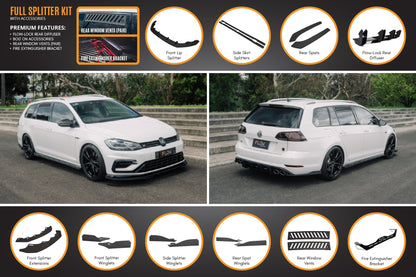 Flow Designs MK7.5 Golf R Wagon Full Lip Splitter Set