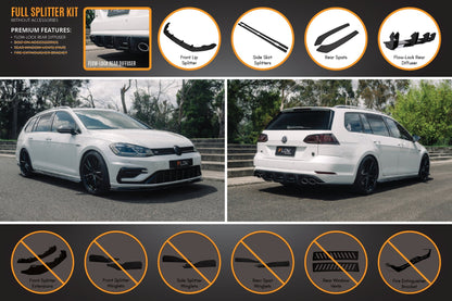 Flow Designs MK7.5 Golf R Wagon Full Lip Splitter Set