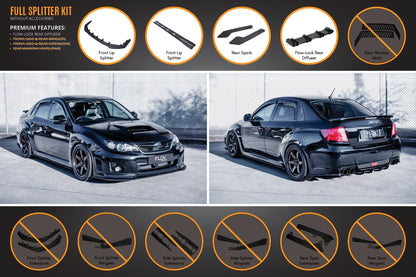 Flow Designs Impreza WRX/RS G3 Sedan PFL Full Lip Splitter Set