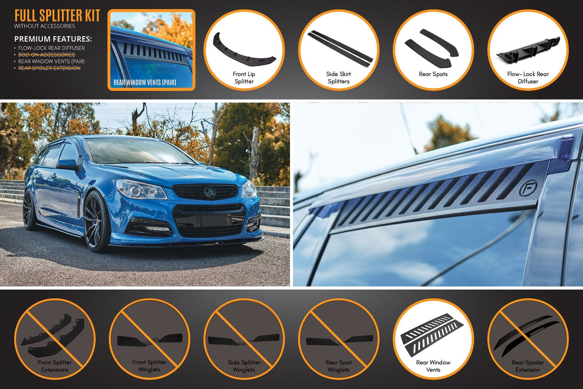 Flow Designs VF Commodore S1 Wagon Full Lip Splitter Set