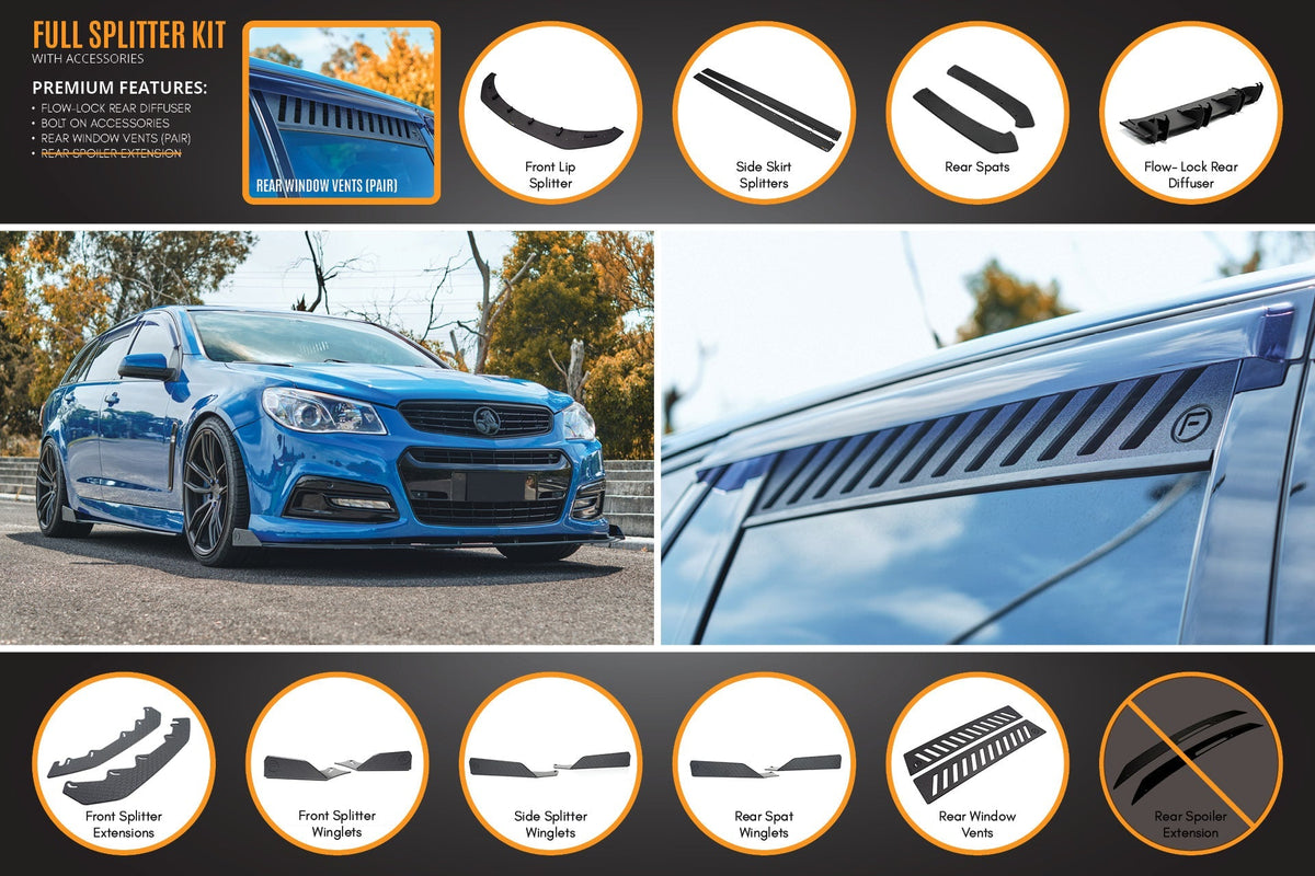 Flow Designs VF Commodore S1 Wagon Full Lip Splitter Set