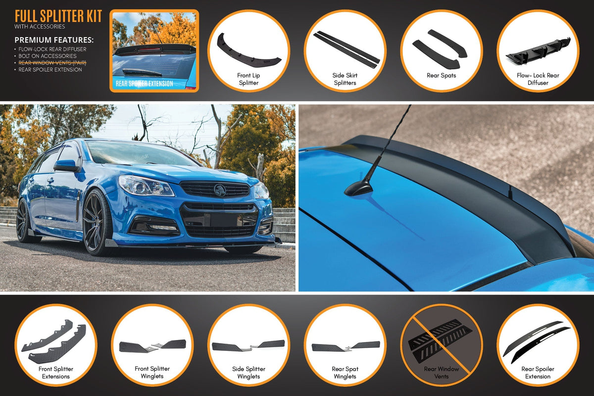 Flow Designs VF Commodore S1 Wagon Full Lip Splitter Set