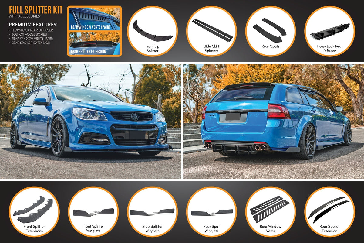Flow Designs VF Commodore S1 Wagon Full Lip Splitter Set